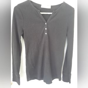 Faded Glory Black Thermal Henley Shirt
